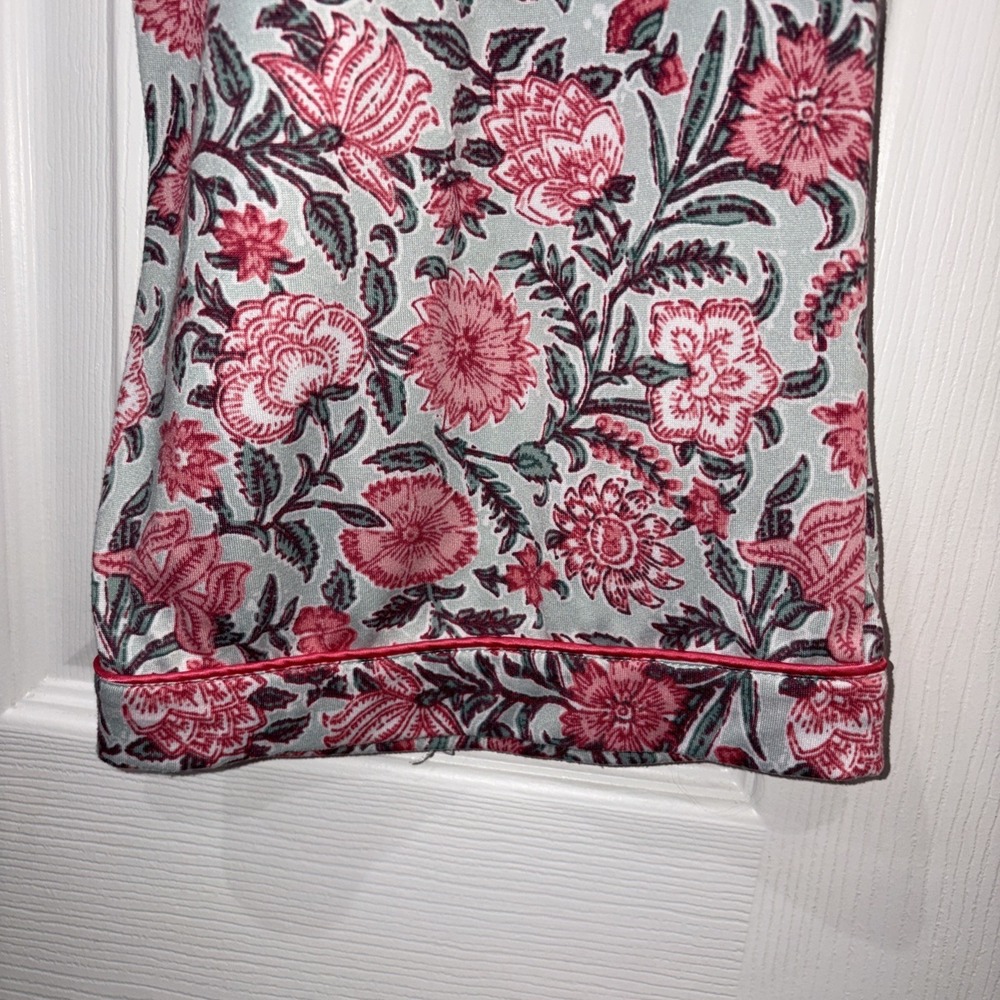 Flora Nikrooz Pajama Set Women XL Pink Green Floral Print Top & Pants Sleepwear - Picture 10 of 15